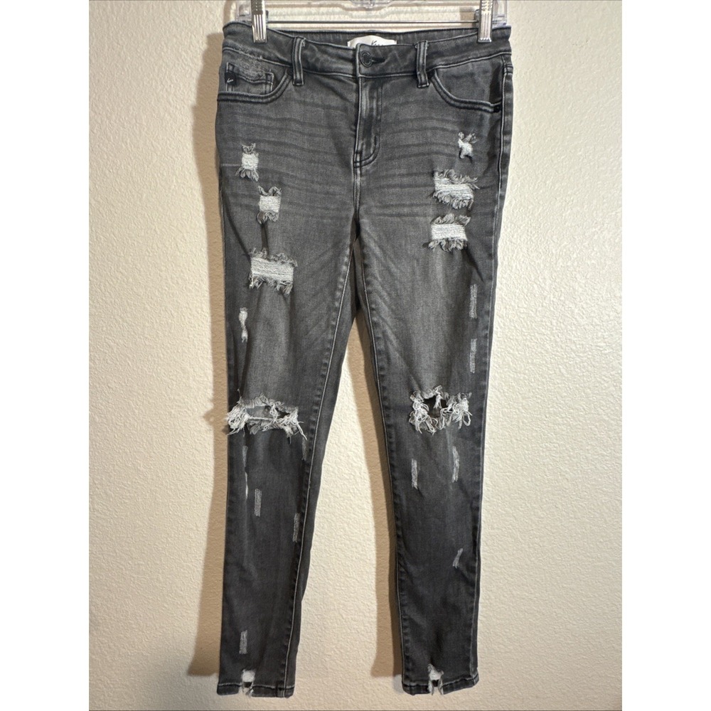 Kancan Women's Black Jeans Size 7/27 Estilo Distressed Gothic Emo